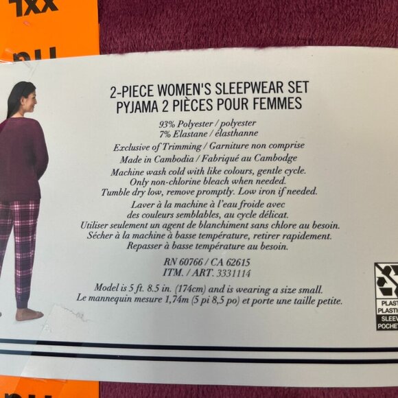 Nautica Women's Dark Pink Henley Silky Fleece Pyjama Set - NWT - Picture 4 of 6